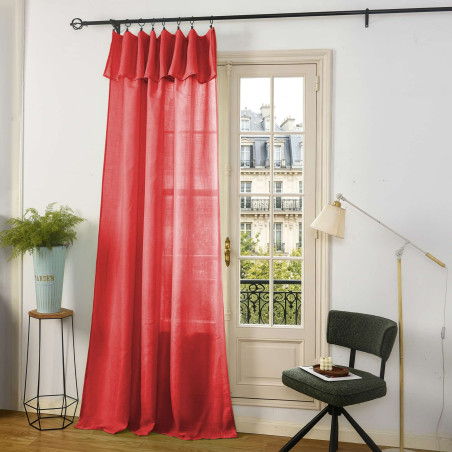 Lot de 2 voilages ajustables + 8 anneaux pince 140 x 270 cm "Evasion" Polyester effet lin