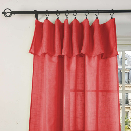 Lot de 2 voilages ajustables + 8 anneaux pince 140 x 270 cm "Evasion" Polyester effet lin