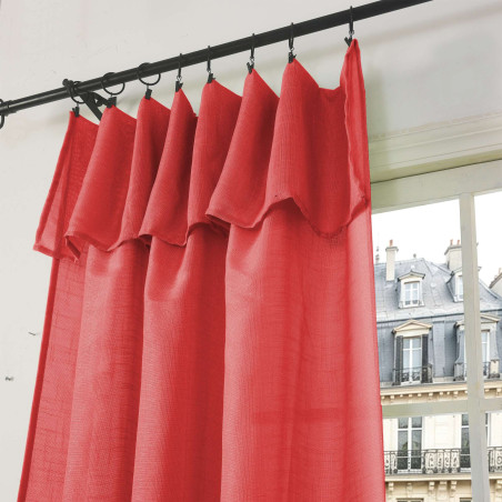 Lot de 2 voilages ajustables + 8 anneaux pince 140 x 270 cm "Evasion" Polyester effet lin