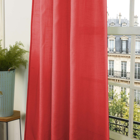 Lot de 2 voilages ajustables + 8 anneaux pince 140 x 270 cm "Evasion" Polyester effet lin
