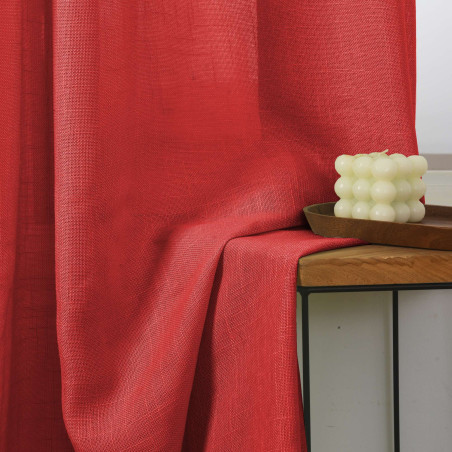 Lot de 2 voilages ajustables + 8 anneaux pince 140 x 270 cm "Evasion" Polyester effet lin