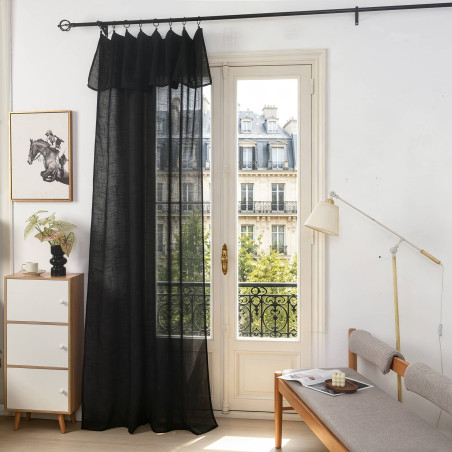 Lot de 2 voilages ajustables + 8 anneaux pince 140 x 270 cm "Evasion" Polyester effet lin