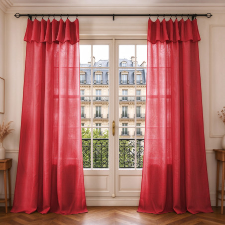 Lot de 2 voilages ajustables + 8 anneaux pince 140 x 270 cm "Evasion" Polyester effet lin