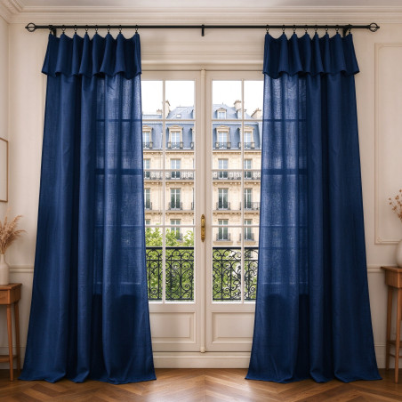 Voilage ajustable + 8 anneaux pince 140 x 270 cm "Evasion" Polyester effet lin