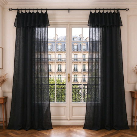 Voilage ajustable + 8 anneaux pince 140 x 270 cm "Evasion" Polyester effet lin