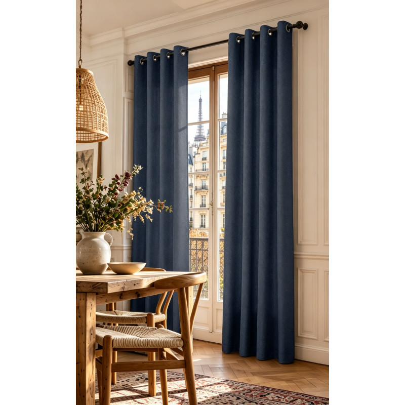 Lot de 2 rideaux à œillets 140 x 240 cm "Victoria" fils teints jacquard
